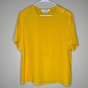 Laura & Jayne VTG 100% Silk Burnt Orange‎ Blouse Women's Size L